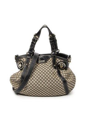 Gucci Cles St Boulet Tote Black Beige Diamante Canvas